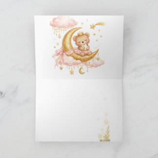 Cartão De Agradecimento Luxury Baby Girl Shower Invitation Pink Gold Moon 