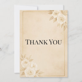 Cartão De Agradecimento Luxury Beige & Gold Wedding Thank You Card