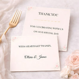Cartão De Agradecimento Luxury Blush Floral Wedding Thank You Card