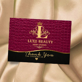 Cartão De Agradecimento Luxury Crocodile Leather Thank You Card