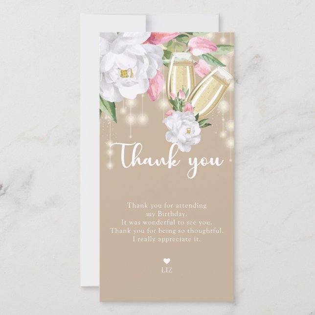 Cartão De Agradecimento Luxury Floral aniversário de 30 anos (Frente)