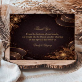 Cartão De Agradecimento Luxury Gold Floral Wave