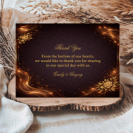 Cartão De Agradecimento Luxury Gold Sparkle Wave