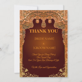 Cartão De Agradecimento Luxury Red and Gold Wedding Thank You Card