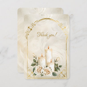 Cartão De Agradecimento Luz de Velas Douradas e Brancas