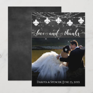 Cartão De Agradecimento Luzes de carvão Fleur de Lis   Fotografia Coração