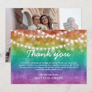 Cartão De Agradecimento Luzes de Corda com Efeito Ombre de Arco-íris Foto