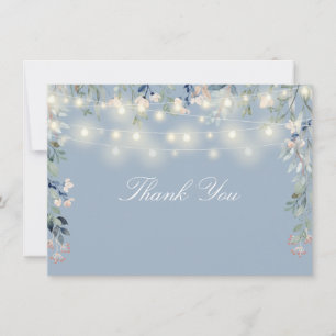 Cartão De Agradecimento Luzes de Corda de Flores Silvestres Florais Azul P