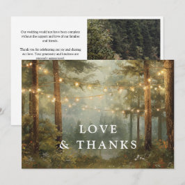 Cartão De Agradecimento Luzes de Corda de Floresta Aquarela Boho Casamento
