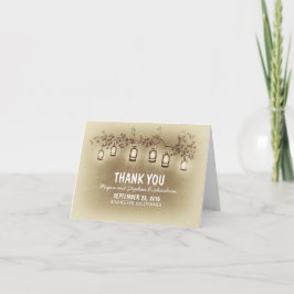Cartão De Agradecimento Luzes de jardim lanternas vintage casamento obriga