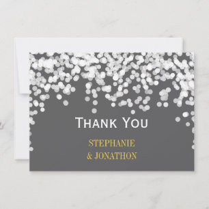 Cartão De Agradecimento Luzes Noturnas, Luzes nas Estrelas, Cinza Amarela,