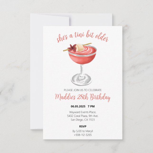 Cartão De Agradecimento Lychee Martini Aniversário (Frente)