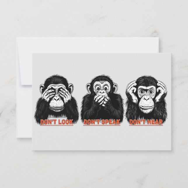 Cartão De Agradecimento macacos sábios (Frente)