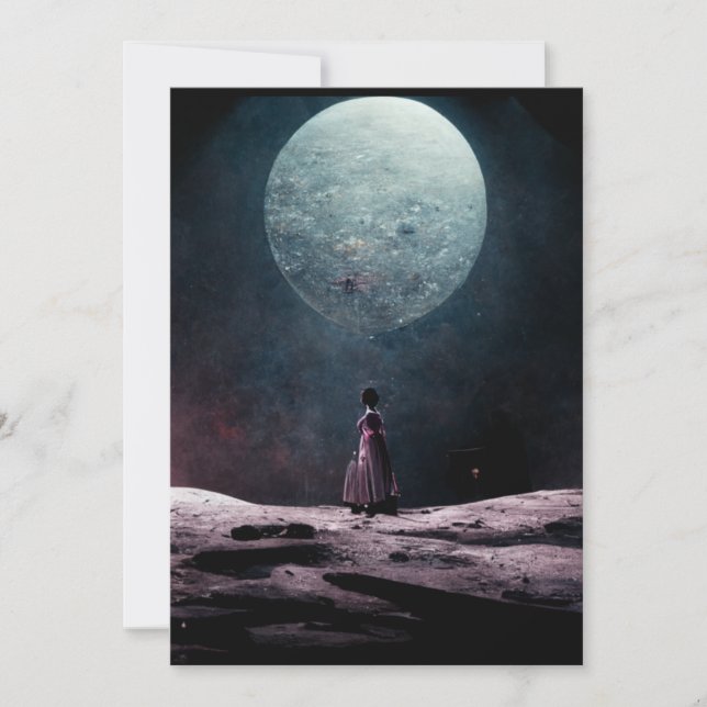 Cartão De Agradecimento Madame borboleta na lua (Frente)