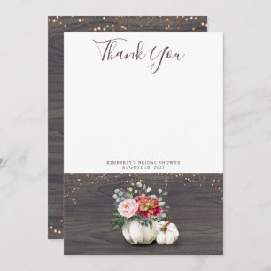 Cartão De Agradecimento Madeira russa de abóbora branca Obrigado