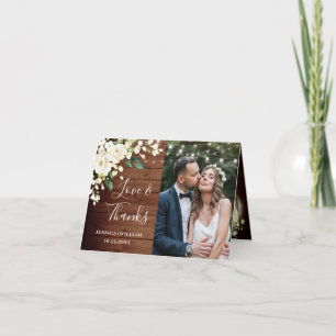 Cartão De Agradecimento Madeiras e Rosas Brancas Florais Lanterna Foto Obr