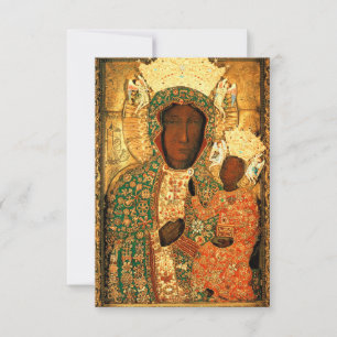 Cartão De Agradecimento Madona Negra e Menino Nossa Senhora de Czestochowa