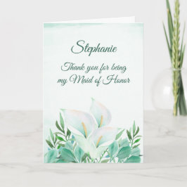 Cartão De Agradecimento Madrinha de casamento Obrigado White Calla Lily