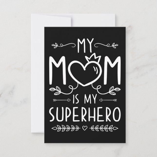 Cartão De Agradecimento Mãe Dando Presente Minha Mãe É Minha Super-Herói (Frente)