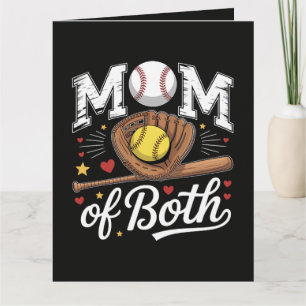 Cartão De Agradecimento Mãe de Ambos Dia de Jogo Beisebol Softbol 