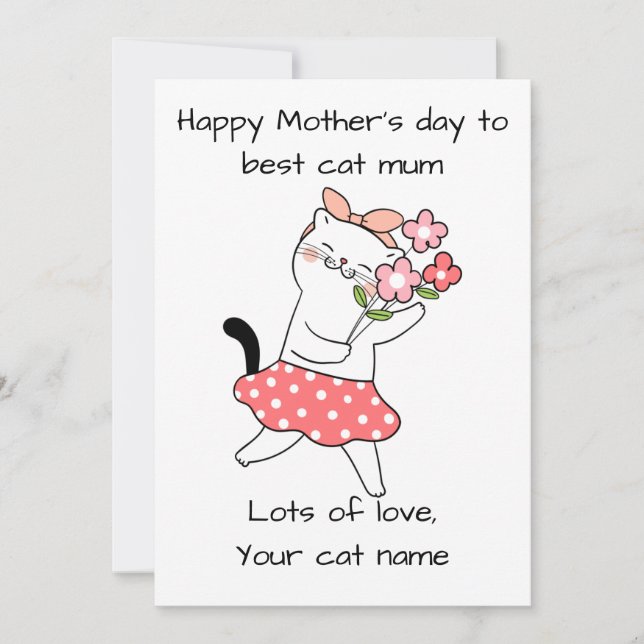 Cartão De Agradecimento Mãe de gato feliz dia de as mães personalizado (Frente)