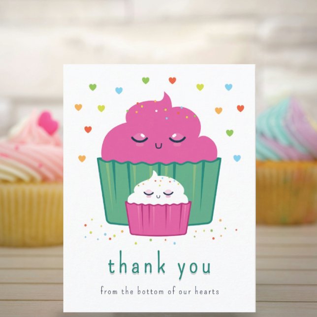 Cartão De Agradecimento Mãe e Cupcake (Criador carregado)
