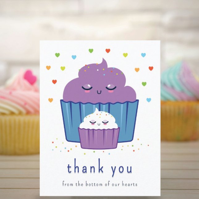 Cartão De Agradecimento Mãe e Cupcake (Criador carregado)
