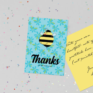 Cartão De Agradecimento Mãe Grávida Abelha Floral Teal