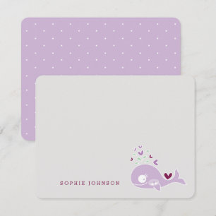 Cartão De Agradecimento Mãe Grávida Baleia Roxa Gêmeas Meninas Baby Shower