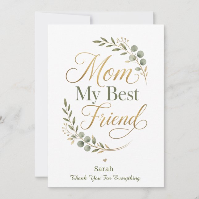Cartão De Agradecimento Mãe Melhor Amiga Obrigada (Frente)