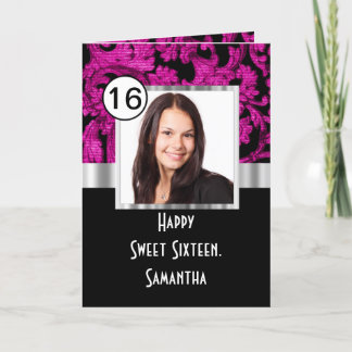 Cartão De Agradecimento Magenta e damascos pretos doce dezesseis