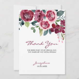 Cartão De Agradecimento Magenta Rosa Floral Botânica