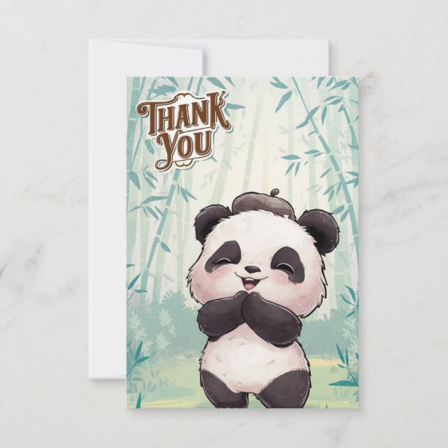 Cartão De Agradecimento Magic Whimsical Panda (Frente)