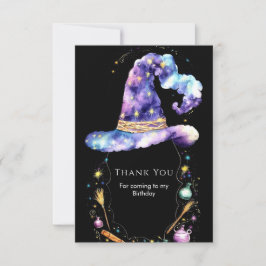 Cartão De Agradecimento Mágica Boho Aniversário do Mago Editável