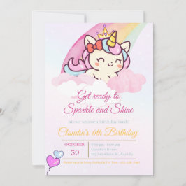 Cartão De Agradecimento Magical Pink Unicorn Birthday Card for Girls