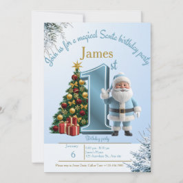 Cartão De Agradecimento Magical Santa Birthday Invitation – 1st Birthday