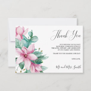 Cartão De Agradecimento Magnolia Bloom   Casamento Floral Russo Obrigado