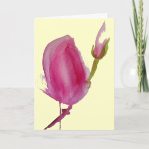 Cartão De Agradecimento Magnolia rosa, flor de aquarela Obrigado