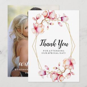 Cartão De Agradecimento Magnolia Rosa Geométrica