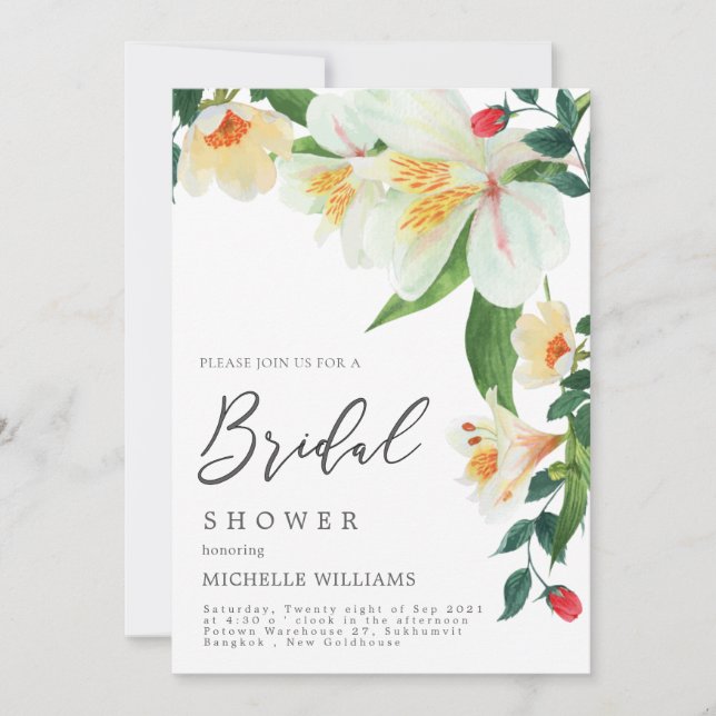 Cartão De Agradecimento Magnolia Wedding Shower Invitation Card (Frente)