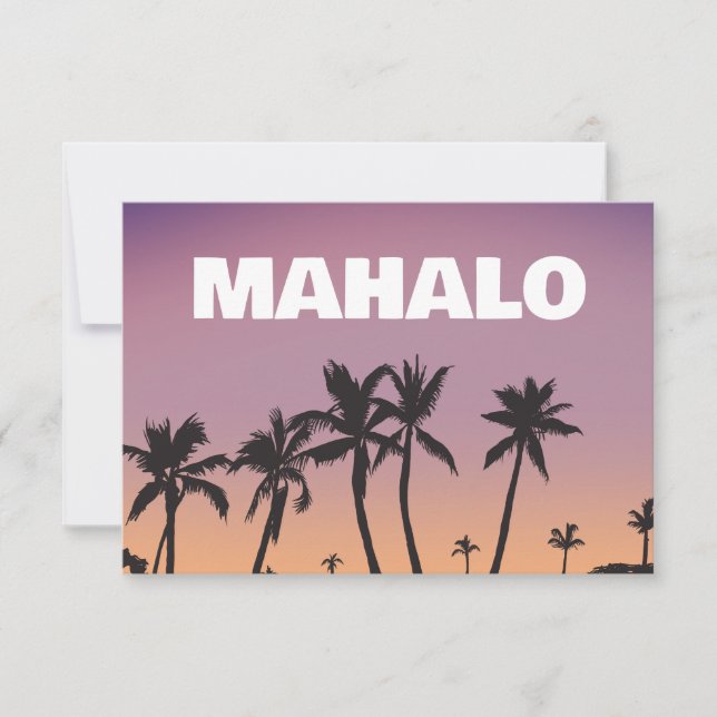Cartão De Agradecimento Mahalo Hawaii Sunset Palm Tree Gradient Postcard  (Frente)