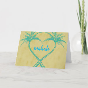 Cartão De Agradecimento “Mahalo” Palm Trees Heart Thank You Card