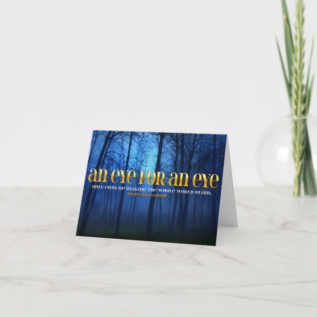 Cartão De Agradecimento Mahatma Gandhi, citação inspiracional "Olho por Ol (Frente)