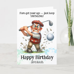 Cartão De Agradecimento *~* Mais velho AP94 Golf Man Swing Birthday Card