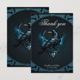 Cartão De Agradecimento Majestosa raven negra sentada sobre um ornamentado