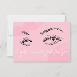 Cartão De Agradecimento Makeup Artist Lashes Brows Gift Voucher Rosa