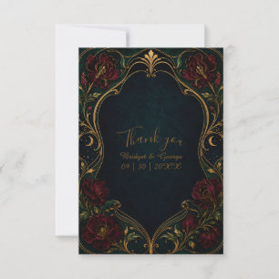 Cartão De Agradecimento mal-humorada Floral de Casamento Art Nouveau Burgu