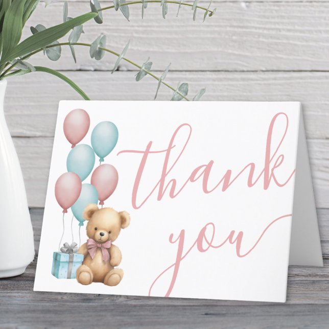 Cartão De Agradecimento Mal Podemos Esperar Churrasco de Bebê (We Can Bearly Wait Bear Baby Shower Thank You Card)