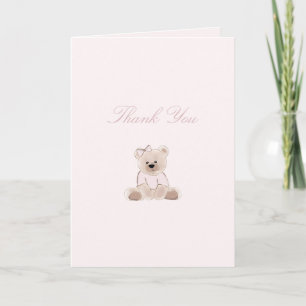 Cartão De Agradecimento Mal Podemos Esperar Urso Teddy Rosa Chamada de Beb
