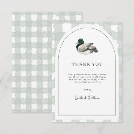 Cartão De Agradecimento Mallard Duck Baby Shower Gender Neutral Green